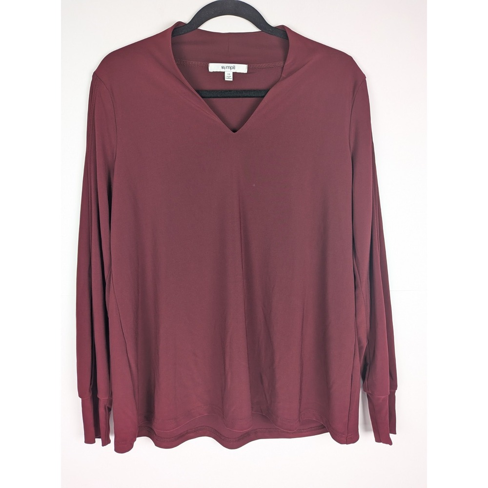 NEW Sympli Maroon Tunic Top Size 12V Neck Long Sleeved Top